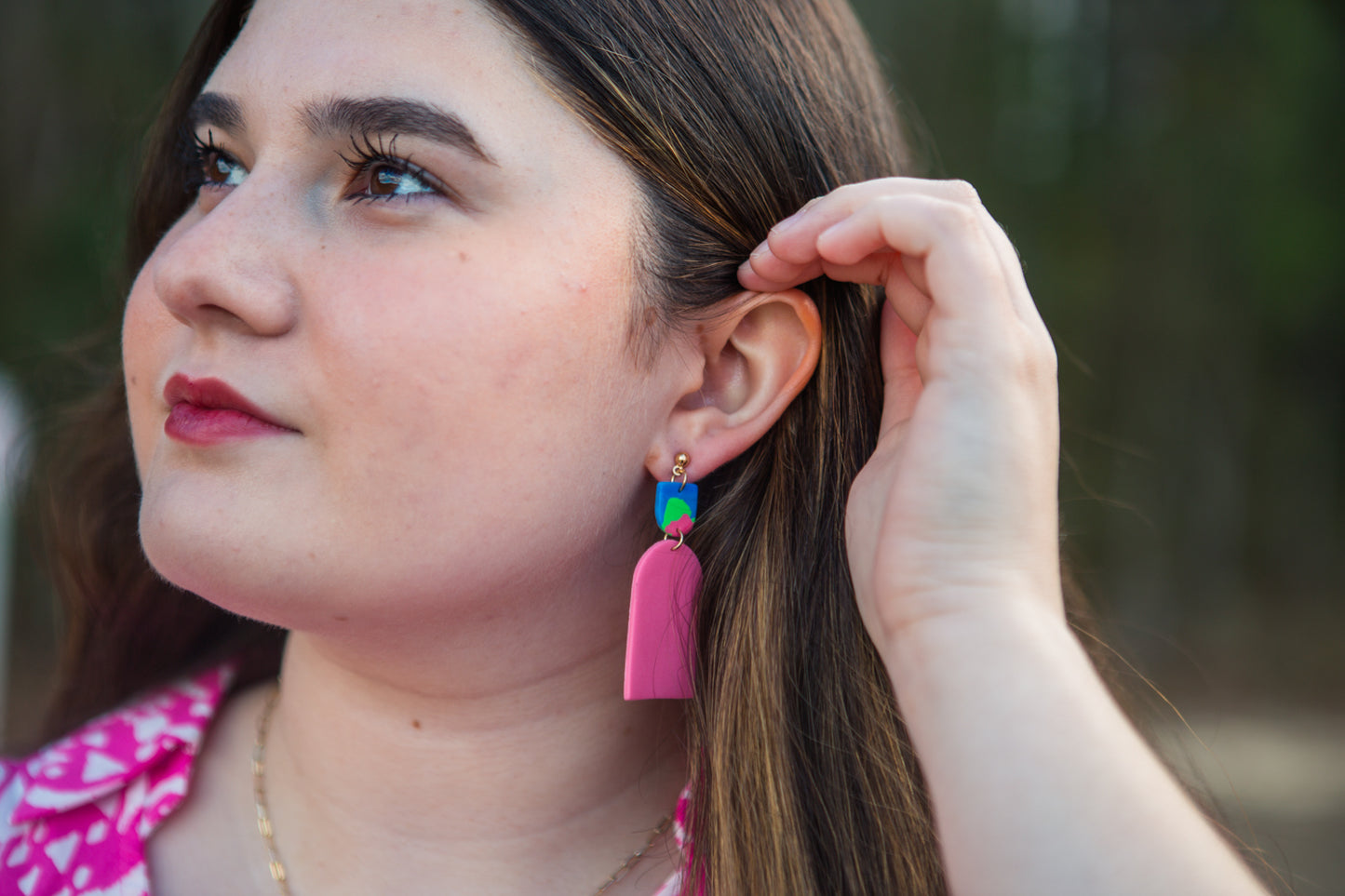 Mother Mary Earrings - "In Blossom" - Pink
