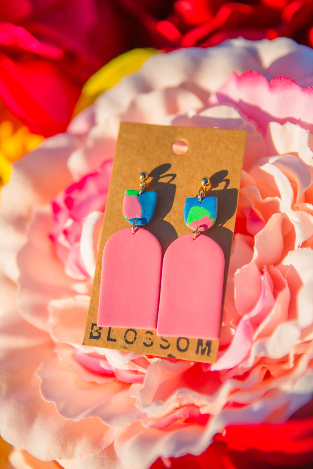 Mother Mary Earrings - "In Blossom" - Pink